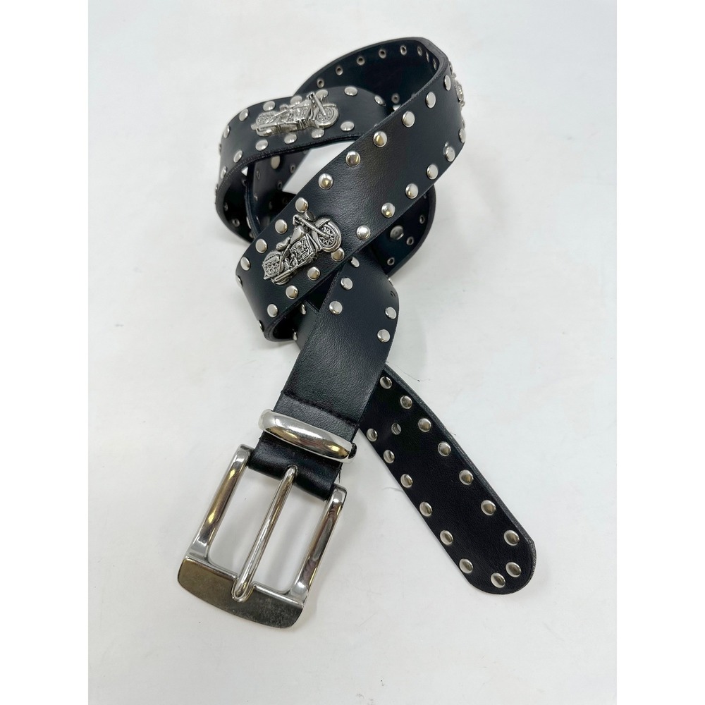 Unbranded 1.5" Studded Biker Motorcycle Leather Belt Black L